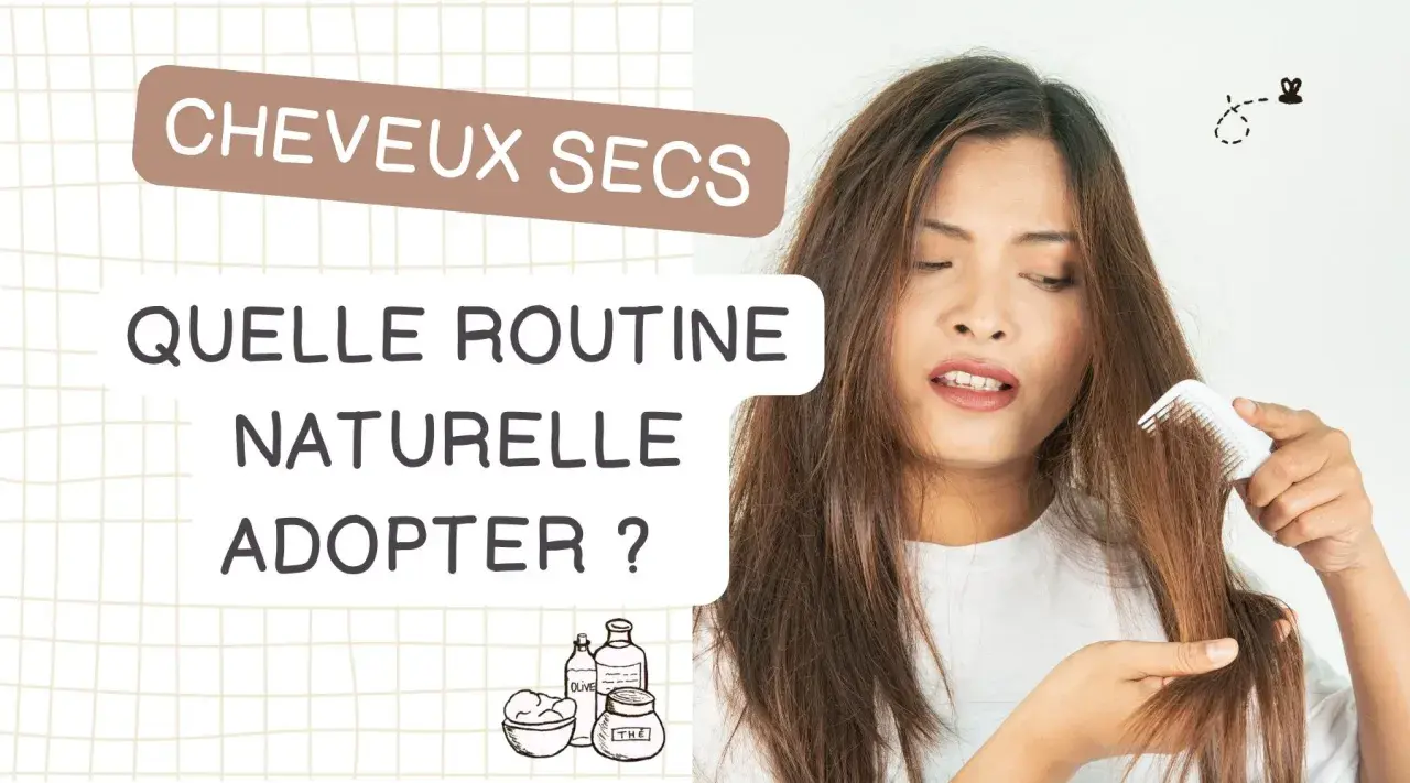 Une femme se brosse les cheveux secs. Découvrez la solution pour cheveux secs avec une routine naturelle.