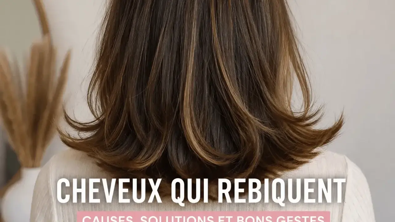 Chevelure brune avec des reflets, les pointes rebiquent. Découvrez les causes et solutions pour des cheveux plus doux.