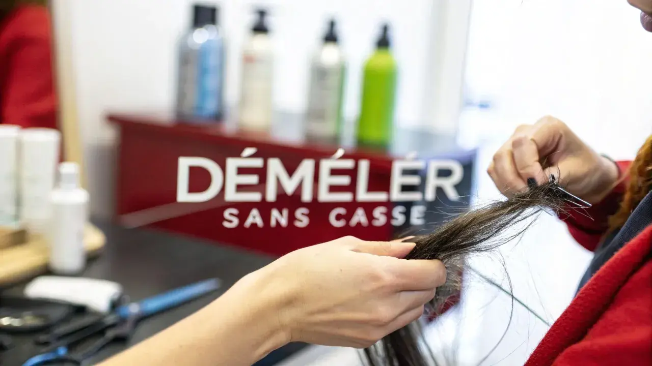 Une main démêle des cheveux emmêlés, espérant qu'il n'y ait pas un énorme nœud dans les cheveux.