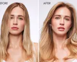 Avant/après : des cheveux lisses et plats deviennent volumineux et texturisés. Le produit donne un effet texturiser cheveux incroyable.