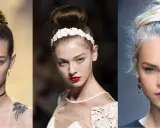 Trois mannequins arborent un chignon facile, un style élégant et intemporel.