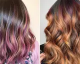 Chevelures ondulées aux reflets roses et cuivrés. La technique balayage sublime ces mèches, mais combien de temps entre 2 balayages pour un tel résultat ?