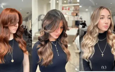 Trois femmes arborent une magnifique coupe cheveux ondulés, aux teintes rousse, brune et blonde, sublimées par des ondulations douces.