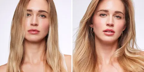 Avant/après : des cheveux lisses et plats deviennent volumineux et texturisés. Le produit donne un effet texturiser cheveux incroyable.