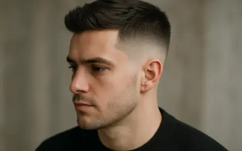 Homme avec des cheveux épais, coiffure dégradée moderne.