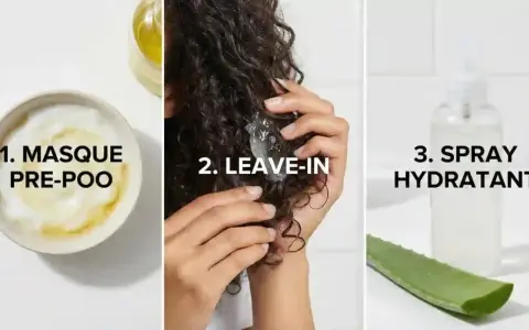 Étapes pour des cheveux hydratés : masque pré-poo, leave-in et spray. Le gel d'aloe vera est idéal pour l'utilisation gel aloe vera cheveux.