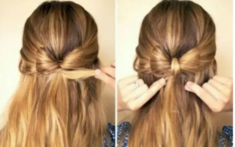 Coiffure fille rentrée scolaire : un joli chignon nœud pour un look chic et pratique.