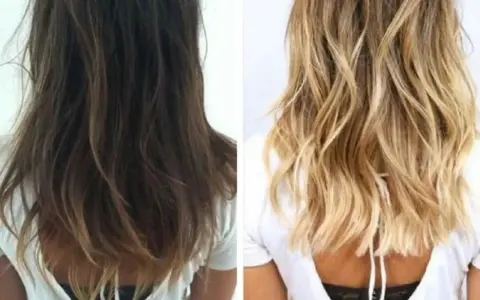 Avant/après : des cheveux bruns foncés transformés en une chevelure blonde éclatante. Le rêve de devenir blonde est devenu réalité !
