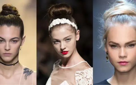 Trois mannequins arborent un chignon facile, un style élégant et intemporel.