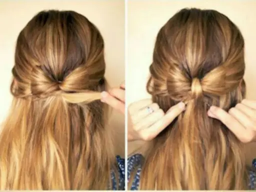 Coiffure fille rentrée scolaire : un joli chignon nœud pour un look chic et pratique.