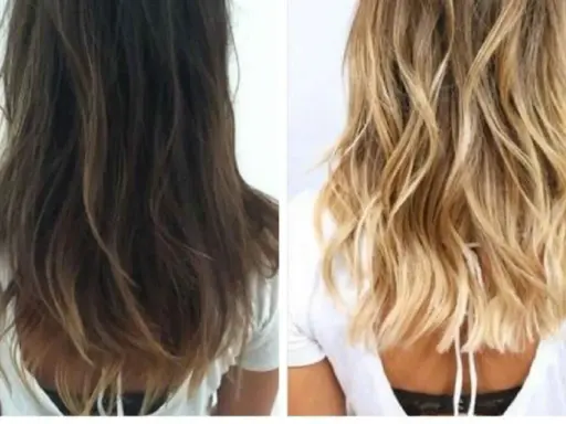 Avant/après : des cheveux bruns foncés transformés en une chevelure blonde éclatante. Le rêve de devenir blonde est devenu réalité !