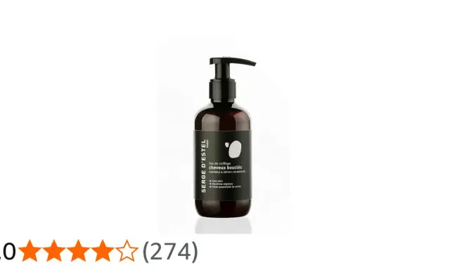 Flacon pompe de gel de coiffage Serge D'Estel pour cheveux bouclés, avec aloe vera et huile essentielle de citron.