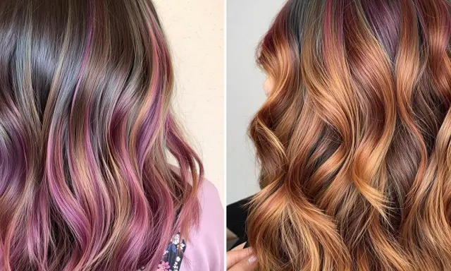 Chevelures ondulées aux reflets roses et cuivrés. La technique balayage sublime ces mèches, mais combien de temps entre 2 balayages pour un tel résultat ?