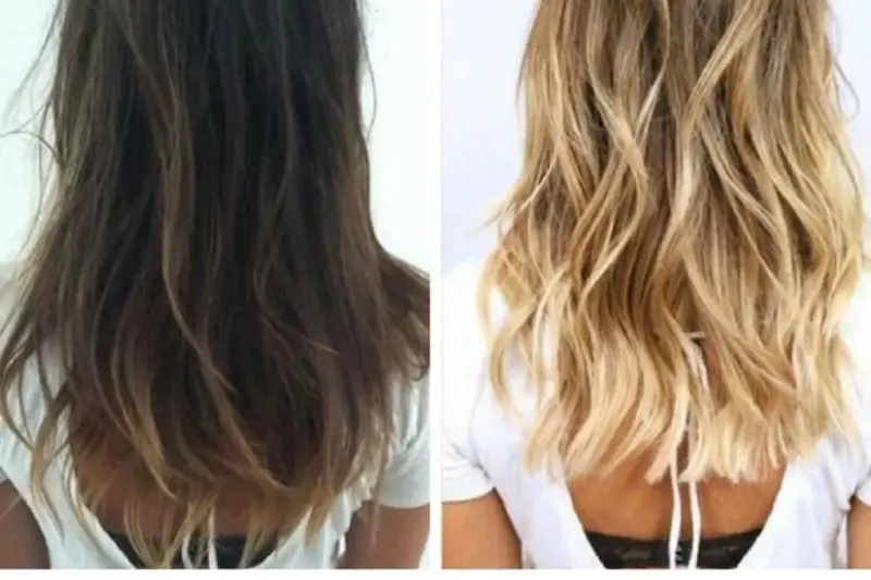 Avant/après : des cheveux bruns foncés transformés en une chevelure blonde éclatante. Le rêve de devenir blonde est devenu réalité !